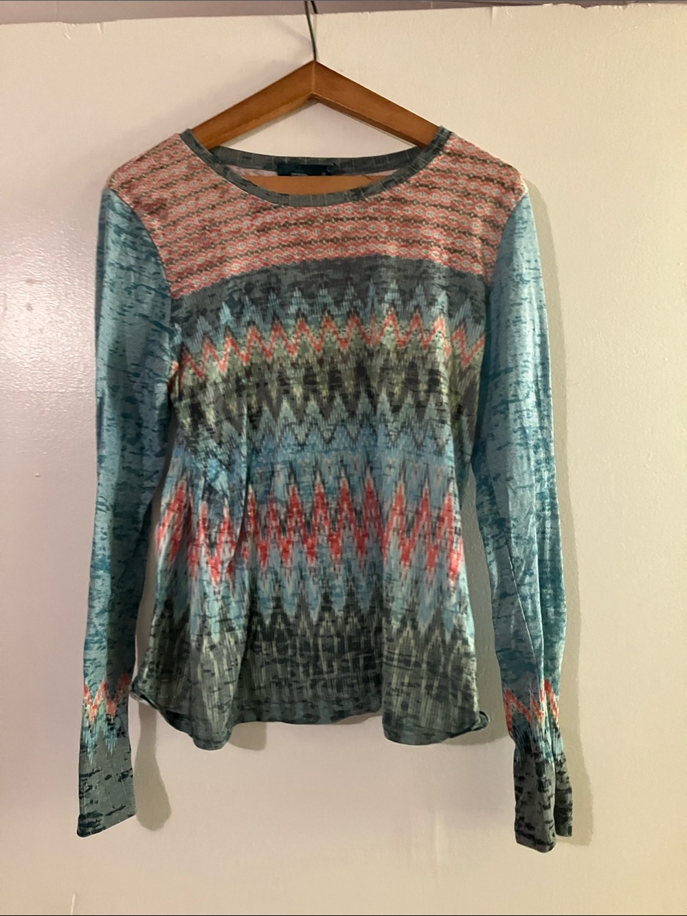 Prana Multicolor Zigzag Long Sleeve Top